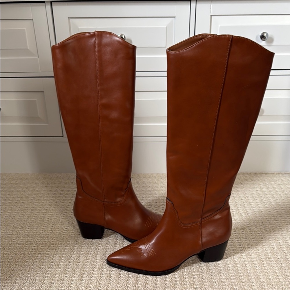 Brown Heeled Boots with Western Flair